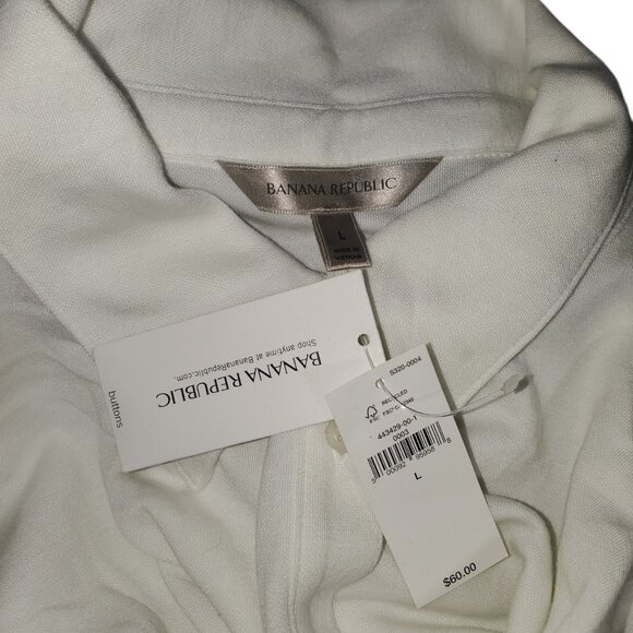 NWT Banana Republic Essential Polo Button-Up Shirt Women's L White Basics - Picture 3 of 5